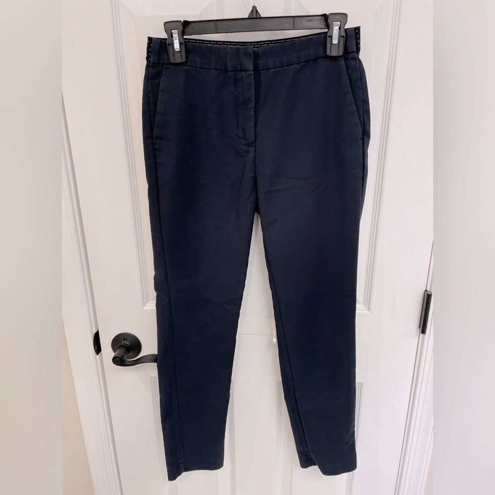 ZARA Basic Dark Navy Blue Exposed Elastic Waist Skinny Dress Pant Women’s Size S